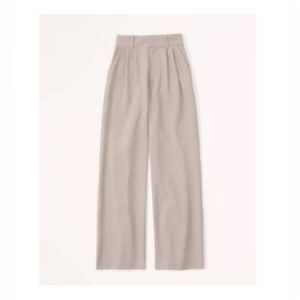 Abercrombie & Fitch Tailored Wide Leg Pant, Taupe, Size M